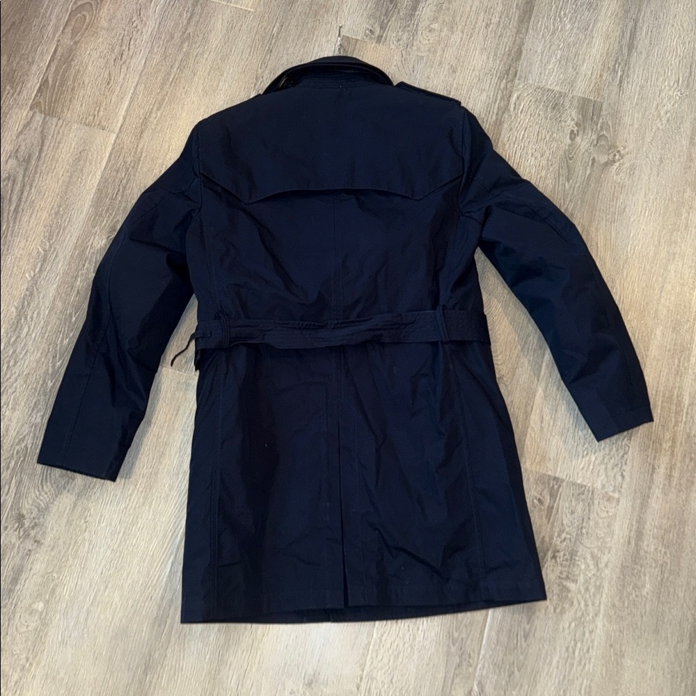 Navy blue short trenchcoat preppy classic nautical timeless high quality est S - Picture 14 of 14